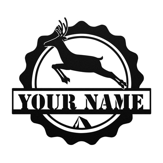 Personalized Outdoor Hunting, Metal Sign with a Jumping Deer